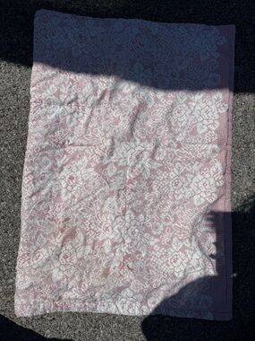 Pink and White Floral Quilted Throw